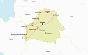 Route map of tour in Belarus